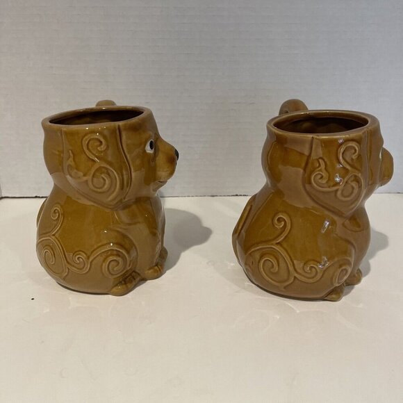 Boston Warehouse Dog Figural Coffee Mug Cup Stoneware 16 oz Brown Set of 2 NEW - Picture 6 of 11
